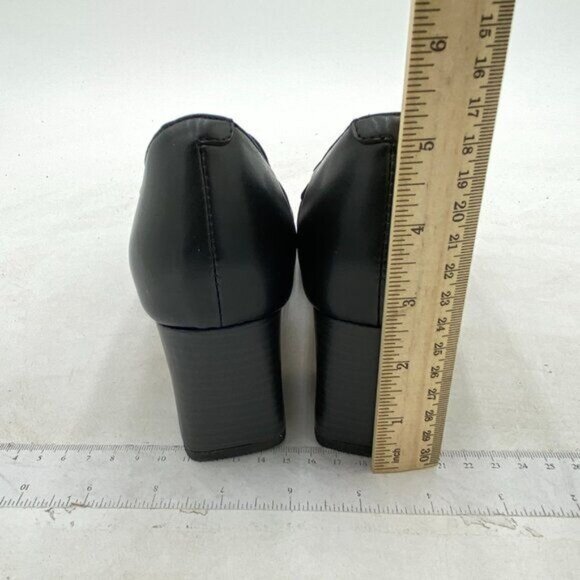 FOWT Black Women's Loafer Slip On Round Toe Block Heels Pumps Comfort Shoes - Picture 5 of 8